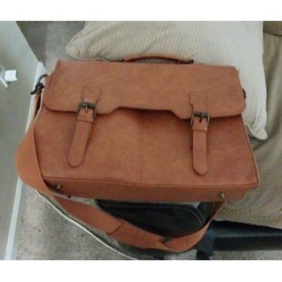 New Leather Messenger Bag for Men 15.6 Inch Waterproof Laptop Briefcase